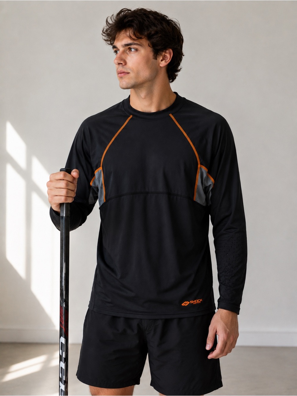 Shock Doctor Core Compression Hockey Shirt Men’s XL Black Orange Long Sleeve NWT